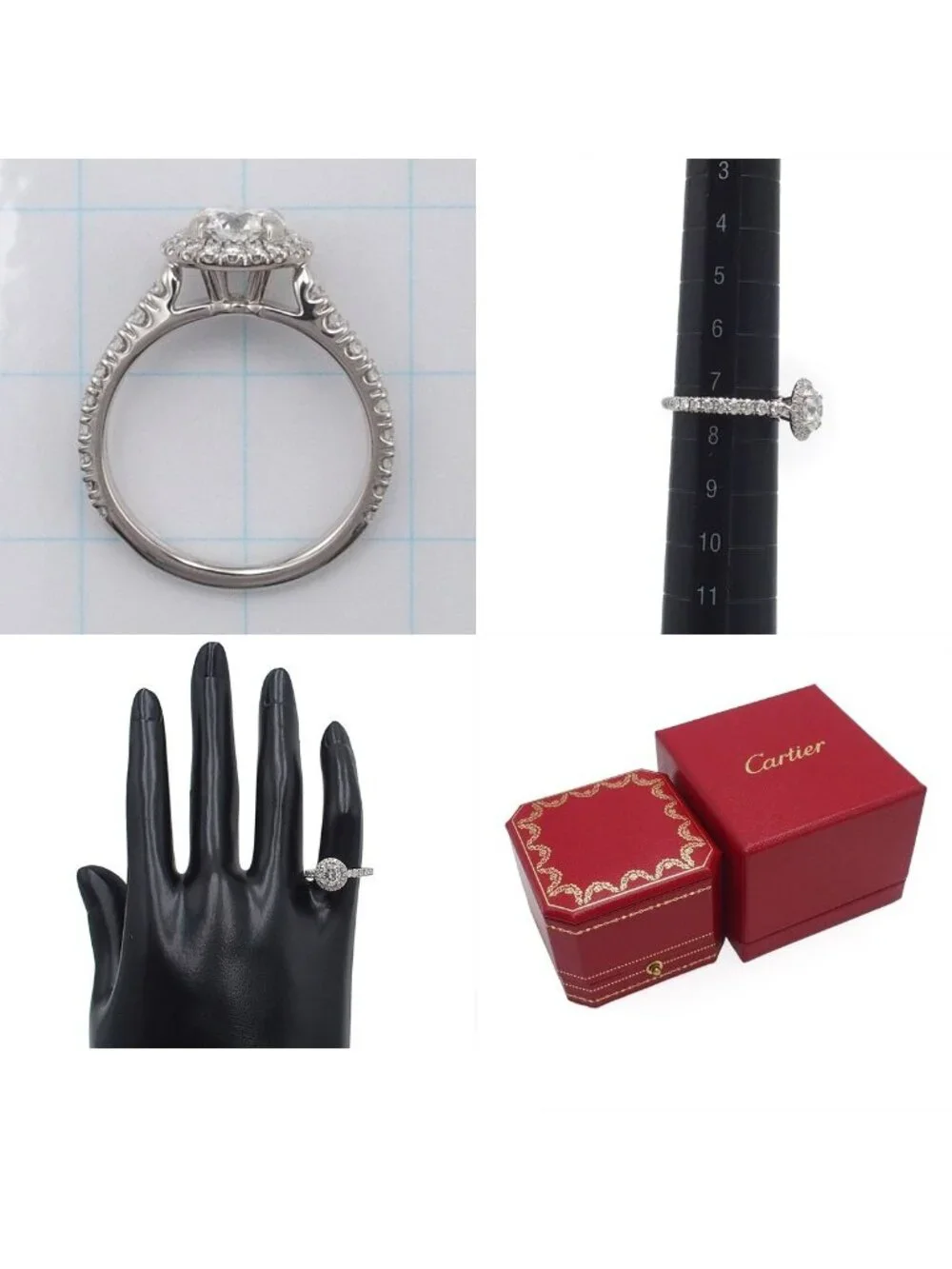 Cartier Destinee Solitaire Ring Platinum Diamond Pave 48